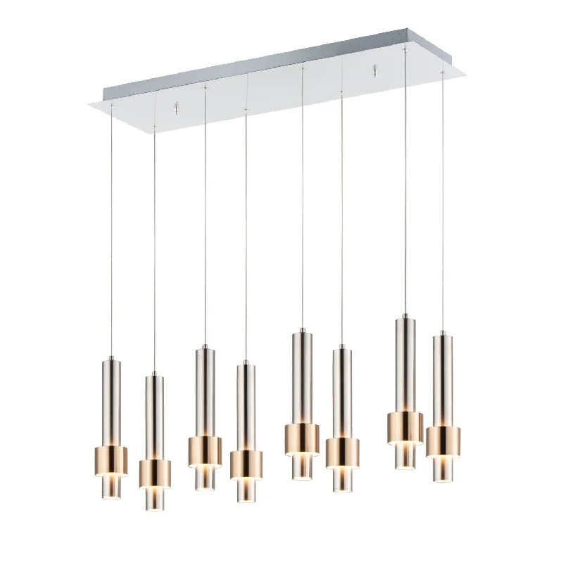 Industrial Style Ceiling Lights with Exposed Bulbs and Metal CagesET2 by Maxim Reveal E24758-SNSBR Pendant Light - Satin Nickel / Satin Brass