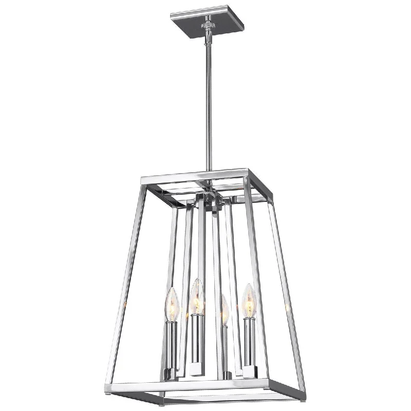 Industrial Style Ceiling Lights with Exposed Bulbs and Metal CagesFeiss Conant 4 Lights Pendant