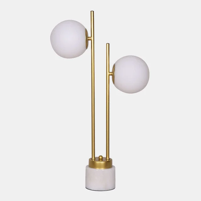 fabric table lamps with a linen shade for a relaxed and breathable lookGlass/Brass 23" Double Diffuser Table Lamp, Gold