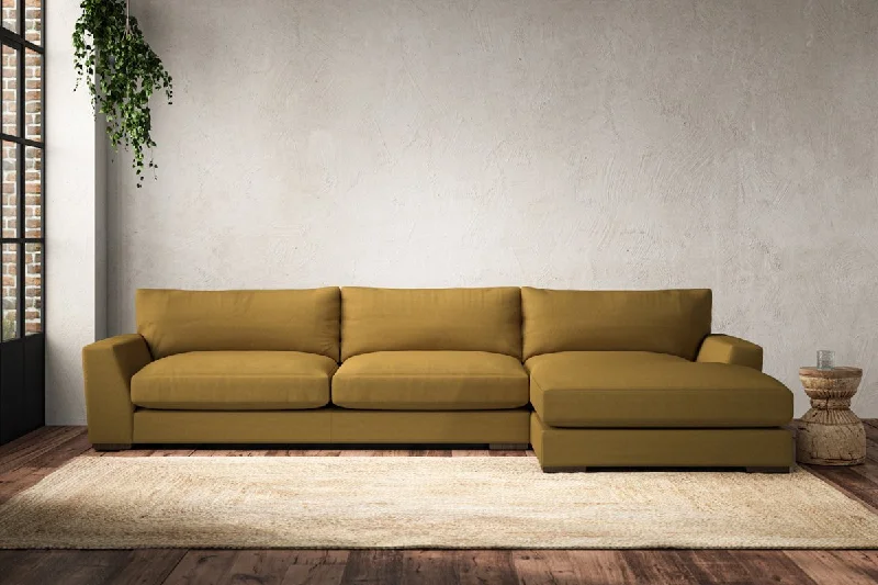 Scandinavian Style Ceiling Lights with Light Wood AccentsGuddu Grand Right Hand Chaise Sofa - Recycled Cotton Ochre