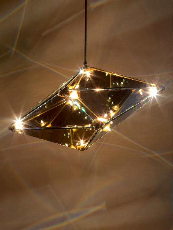 Tropical - Themed Ceiling Lights with Palm - Leaf Shapes and Rattan WrapsHedron Long Pendant Light