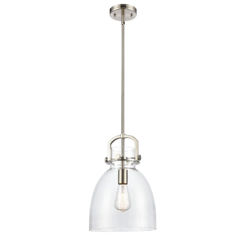 Art Deco Ceiling Lights with Geometric Patterns and Metallic FinishesInnovations Newton 412-1S-SN-10CL Pendant Light - Brushed Satin Nickel