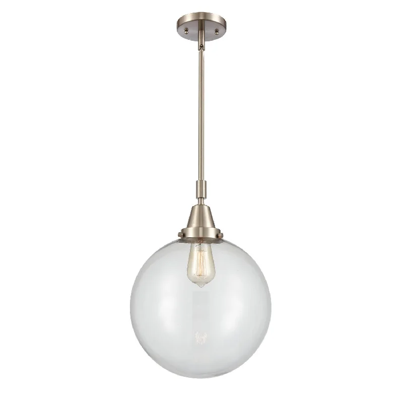 Retro Ceiling Lights Inspired by the 1950s and 1960s DesignInnovations Caden 447-1S-SN-G202-12 Pendant Light - Brushed Satin Nickel