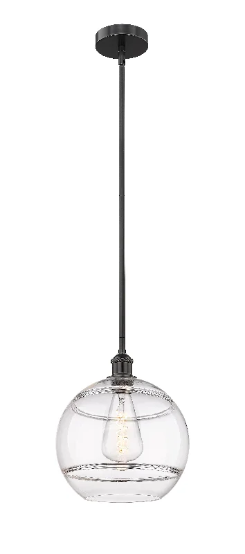 African - Inspired Ceiling Lights with Tribal Patterns and Natural MaterialsInnovations Lighting 616-1S-BK-G556-12CL  Edison Pendant Light Matte Black