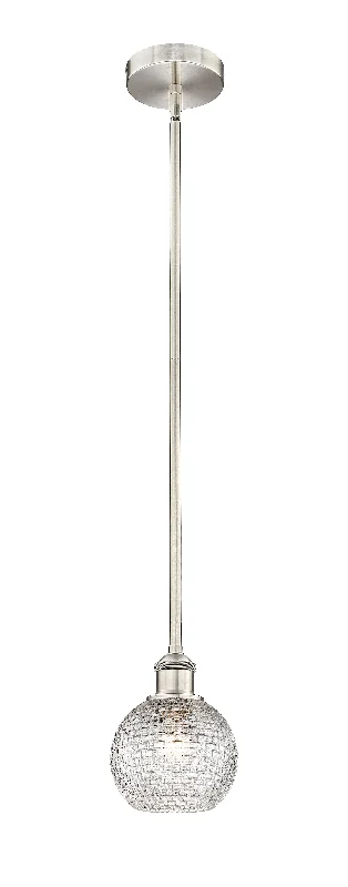 Japanese - Inspired Ceiling Lights with Shoji - Screen - like DiffusersInnovations Lighting 616-1S-SN-G122C-6CL  Edison Pendant Light Brushed Satin Nickel