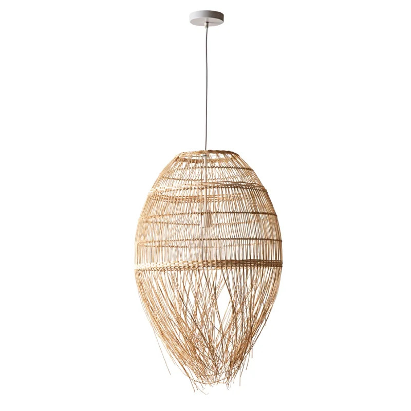 Glass Ceiling Lights with Frosted, Colored, or Etched GlassIsla Fringe Bottom Rattan Pendant 70x50x50cm