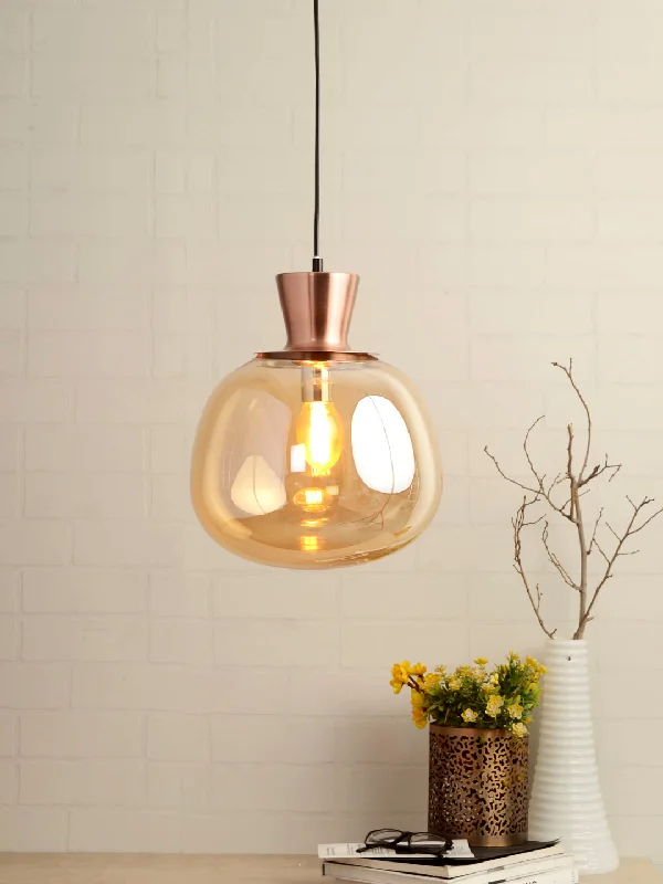 Indian - Themed Ceiling Lights with Intricate Filigree and Mirror WorkJones Amber Pendant Light