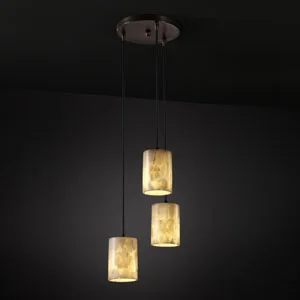 Tropical - Themed Ceiling Lights with Palm - Leaf Shapes and Rattan WrapsThree Light Pendant