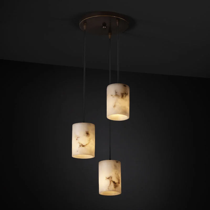Gothic Ceiling Lights with Dark Metalwork and Pointed ArchesThree Light Pendant