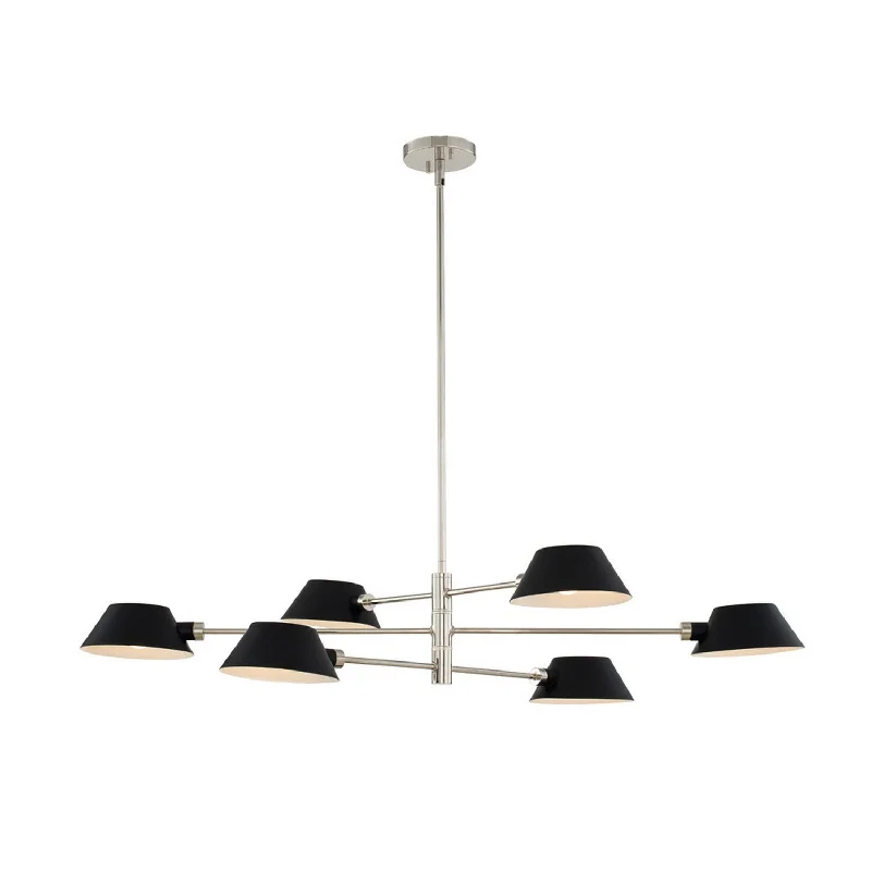 Indian - Themed Ceiling Lights with Intricate Filigree and Mirror WorkKalco Bruno 514161BPN Pendant Light - Matte Black w/ Polished Nickel