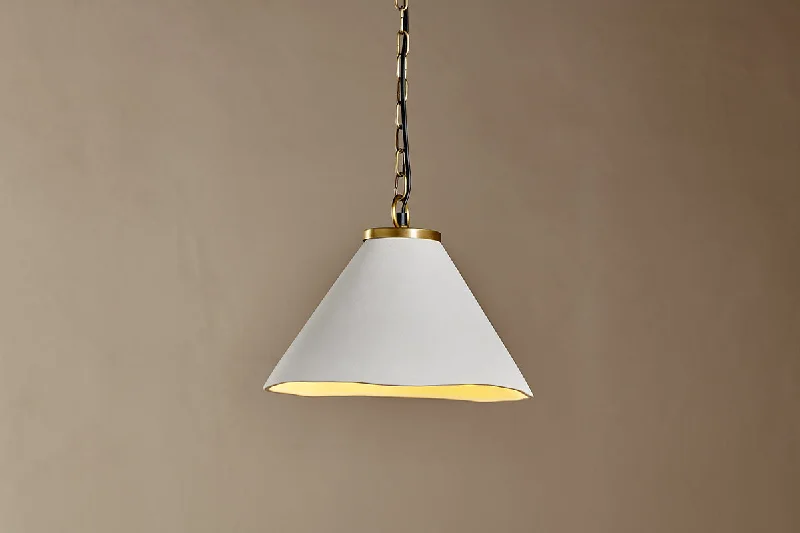 Industrial Style Ceiling Lights with Exposed Bulbs and Metal CagesKiara Organic Shape Ceramic Pendant Light - Off White & Antique Brass