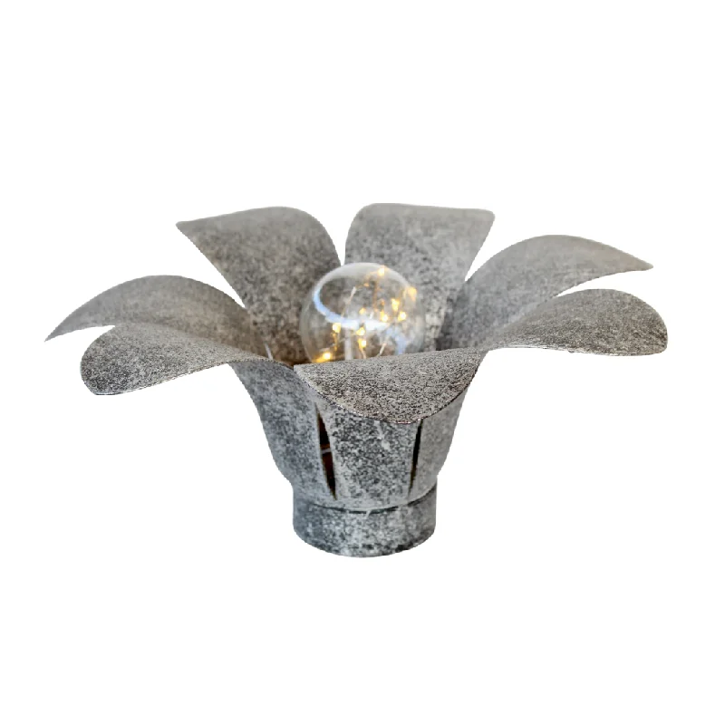 mid century modern table lamps with iconic designs for a stylish studyLed Battery Operated Silver Metal Flower Light  13X30CM