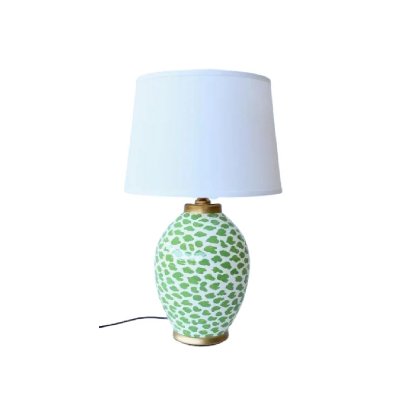 industrial style table lamps with exposed bulbs for loft apartmentsLime green & white blob lamp base off white shade