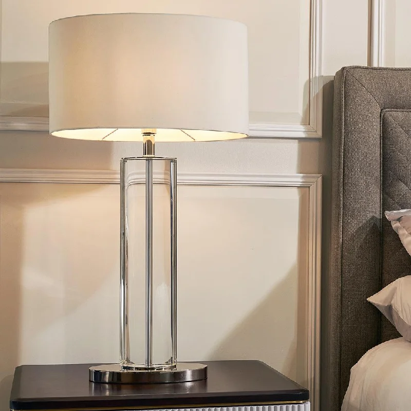 wooden table lamps with natural grain for a warm and organic feelLisle Tall Nickel Table Lamp - RV Astley