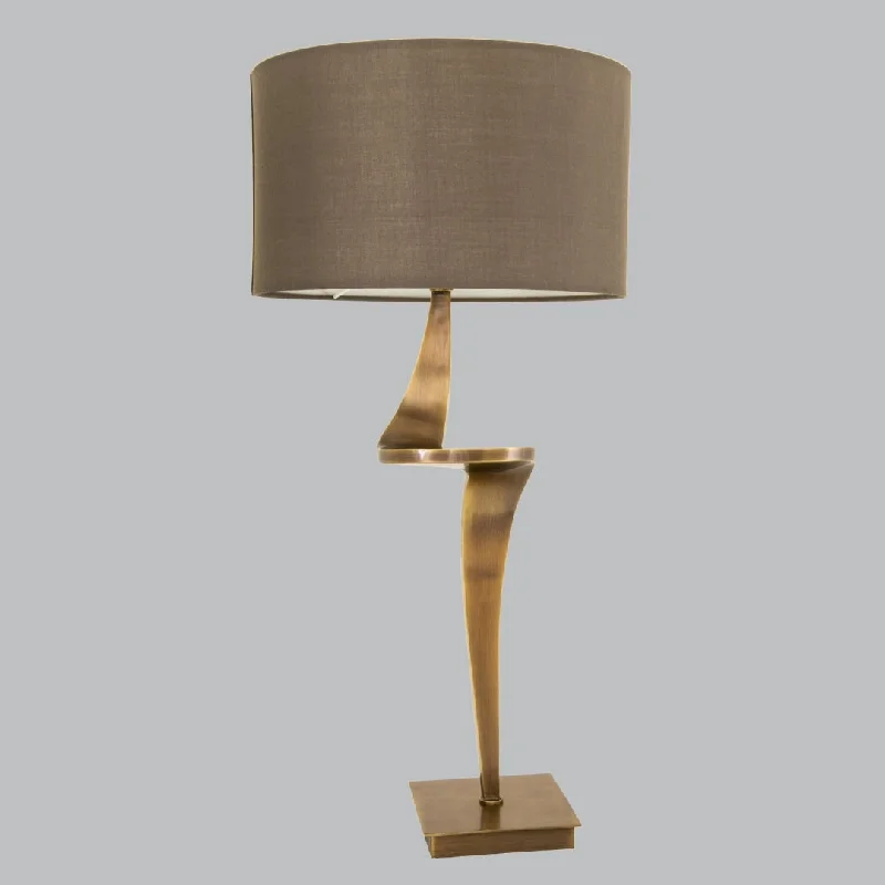 leather table lamps with a distressed texture for a rugged charmLivingsley Nero Table Lamp – Antique Brass