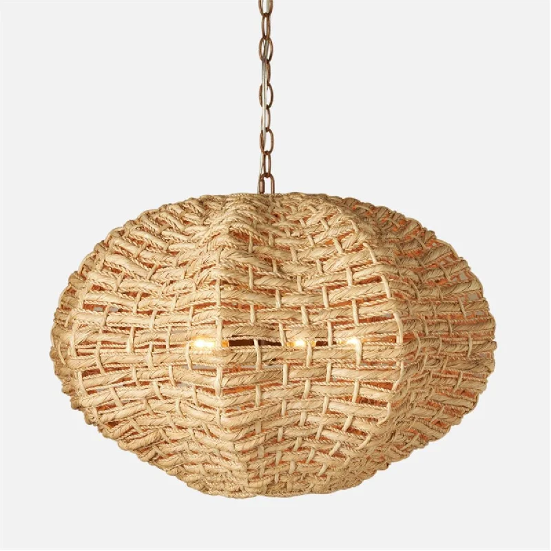 Art Deco Ceiling Lights with Geometric Patterns and Metallic FinishesMade Goods Eridian Abaca Rope Pendant