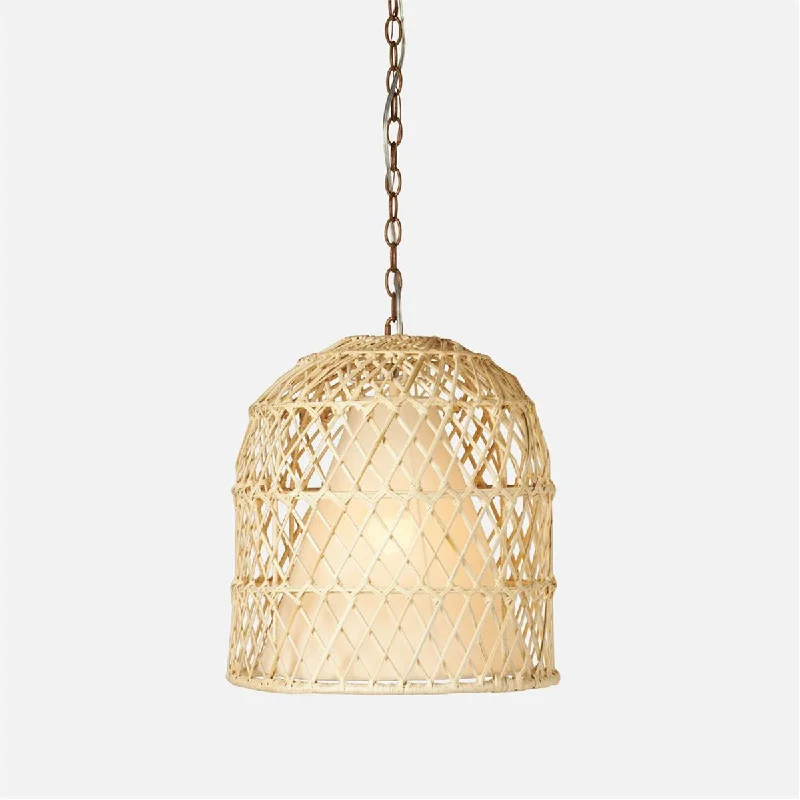 Bohemian Ceiling Lights with Beads, Tassels, and Colorful GlassMade Goods Yunuen Buri Palm Pendant