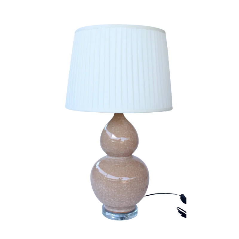 glass table lamps with a frosted surface for soft light diffusionMarbled blush lamp base with cream pleated shade