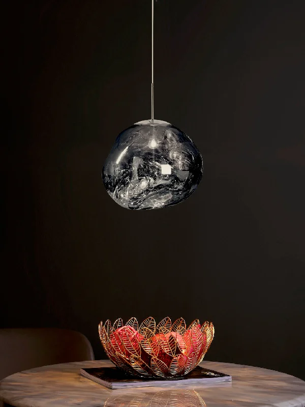 Bohemian Ceiling Lights with Beads, Tassels, and Colorful GlassMelt Silver Pendant Light