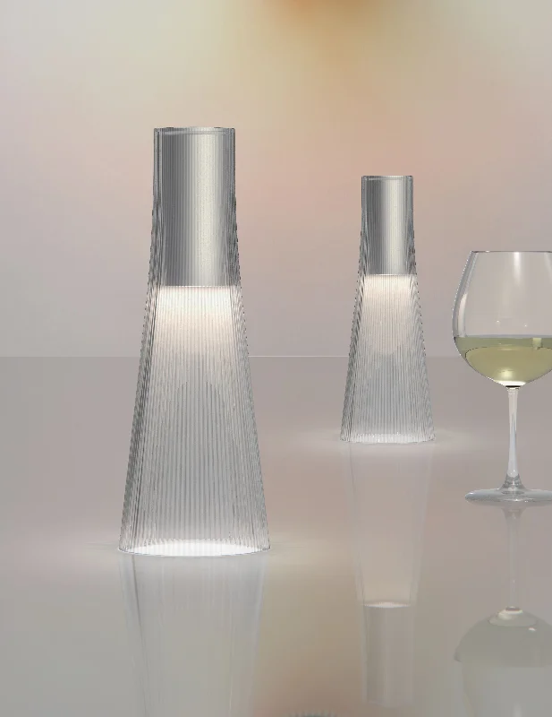 metal table lamps with a matte black finish for a sleek appearancePablo Designs Candél Clear/Silver Portable Table Lamp