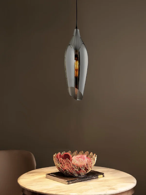 Scandinavian Style Ceiling Lights with Light Wood AccentsQuino Smoky Pendant Light
