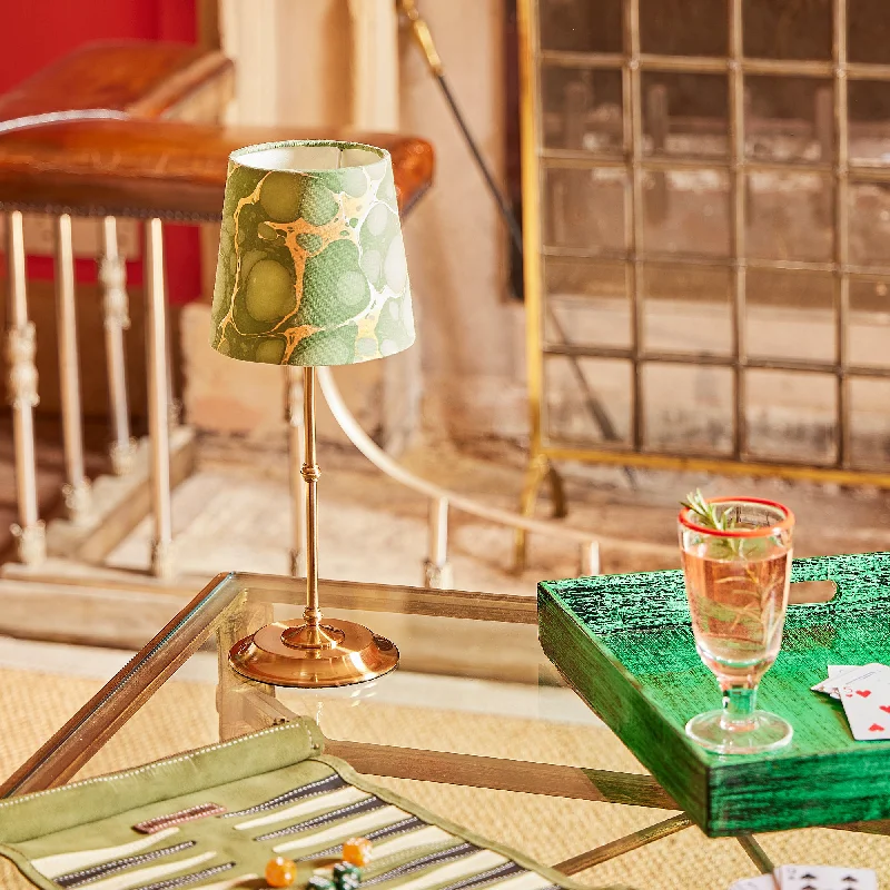 glass table lamps with a frosted surface for soft light diffusionReed rechargeable table lamp in brass
