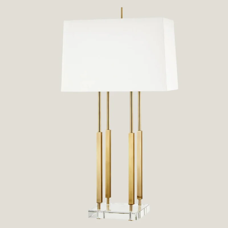 leather table lamps with a distressed texture for a rugged charmRhinebeck Table Lamp - Brass - Hudson Valley Lighting