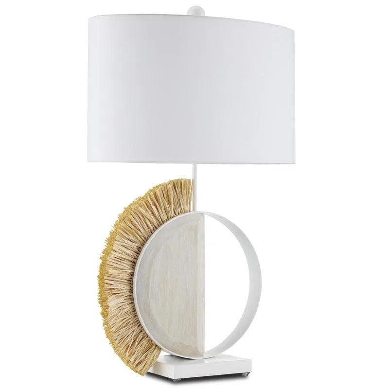 marble table lamps with a luxurious veined pattern for high end decorSandstone White Raffia Seychelles Table Lamp