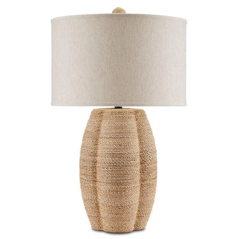 marble table lamps with a luxurious veined pattern for high end decorSatin Black Abaca Rope Karnak Table Lamp Barry Goralnick