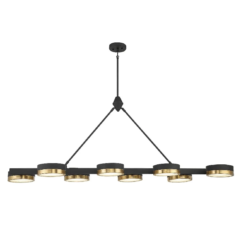 Glass Ceiling Lights with Frosted, Colored, or Etched GlassSavoy House Ashor 1-1636-8-143 Pendant Light - Matte Black with Warm Brass Accents