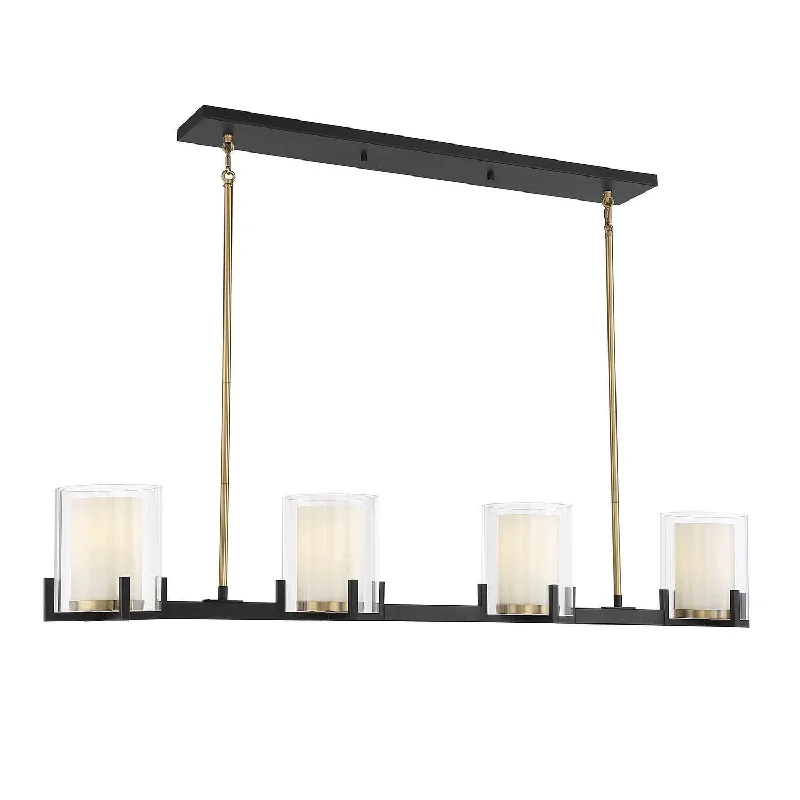 Bohemian Ceiling Lights with Beads, Tassels, and Colorful GlassSavoy House Eaton 1-1982-4-143 Pendant Light - Matte Black with Warm Brass Accents