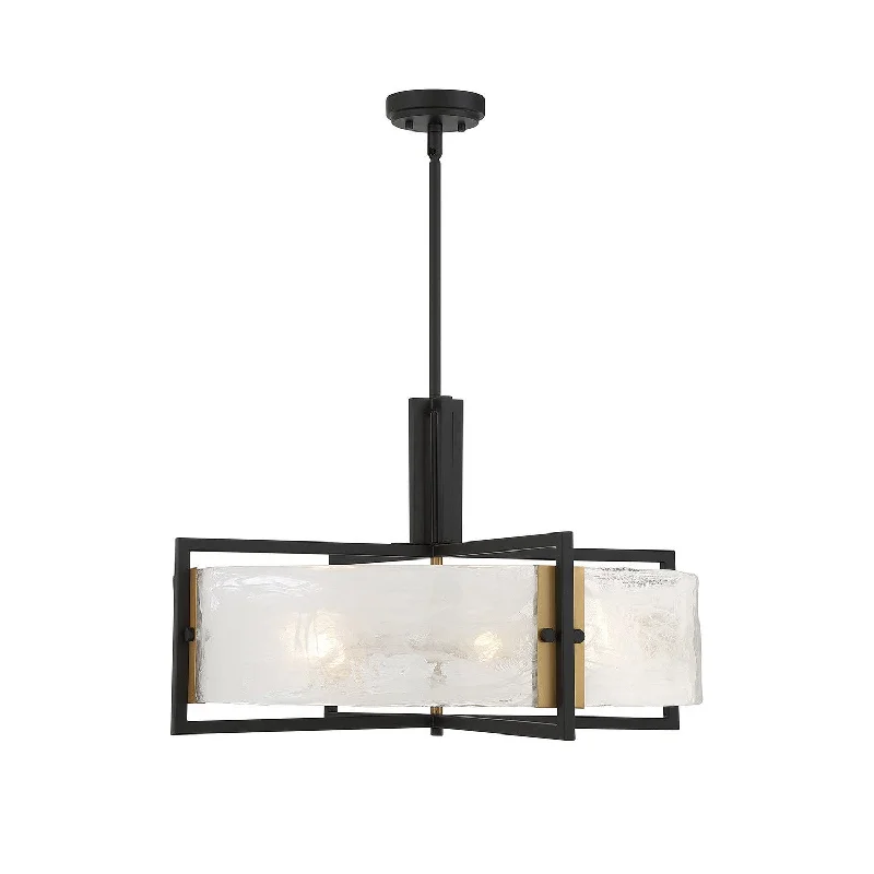Mediterranean - Style Ceiling Lights with Terra - Cotta and Ceramic DetailsSavoy House Hayward 7-1696-5-143 Pendant Light - Matte Black with Warm Brass Accents