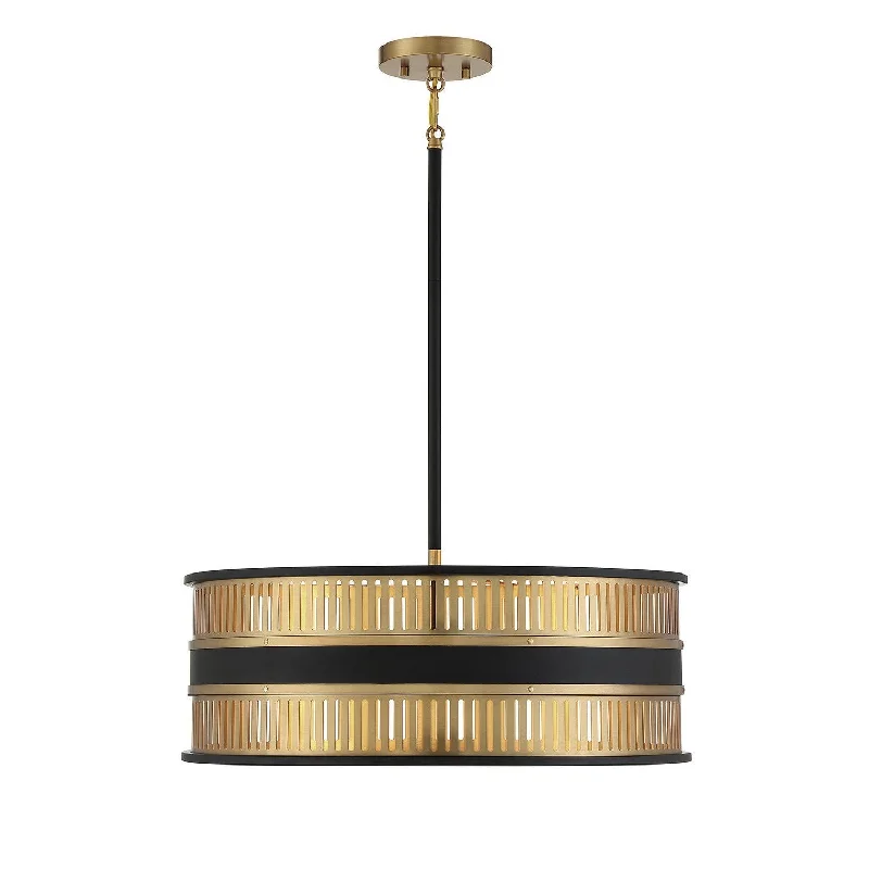 Mediterranean - Style Ceiling Lights with Terra - Cotta and Ceramic DetailsSavoy House Eclipse 7-1812-4-143 Pendant Light - Matte Black with Warm Brass Accents