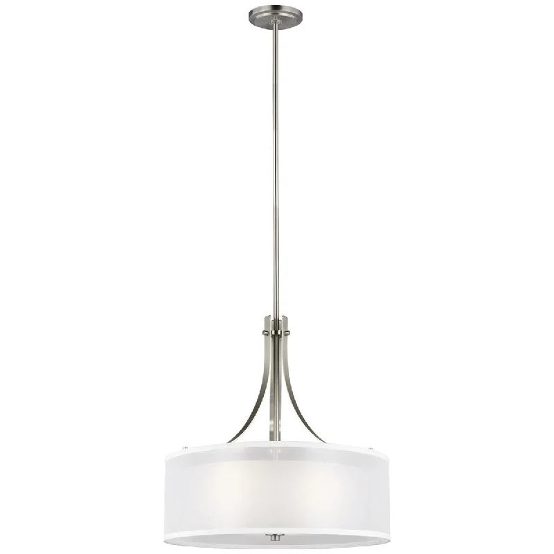 Art Deco Ceiling Lights with Geometric Patterns and Metallic FinishesSea Gull Lighting Elmwood Park 3-Light Pendant