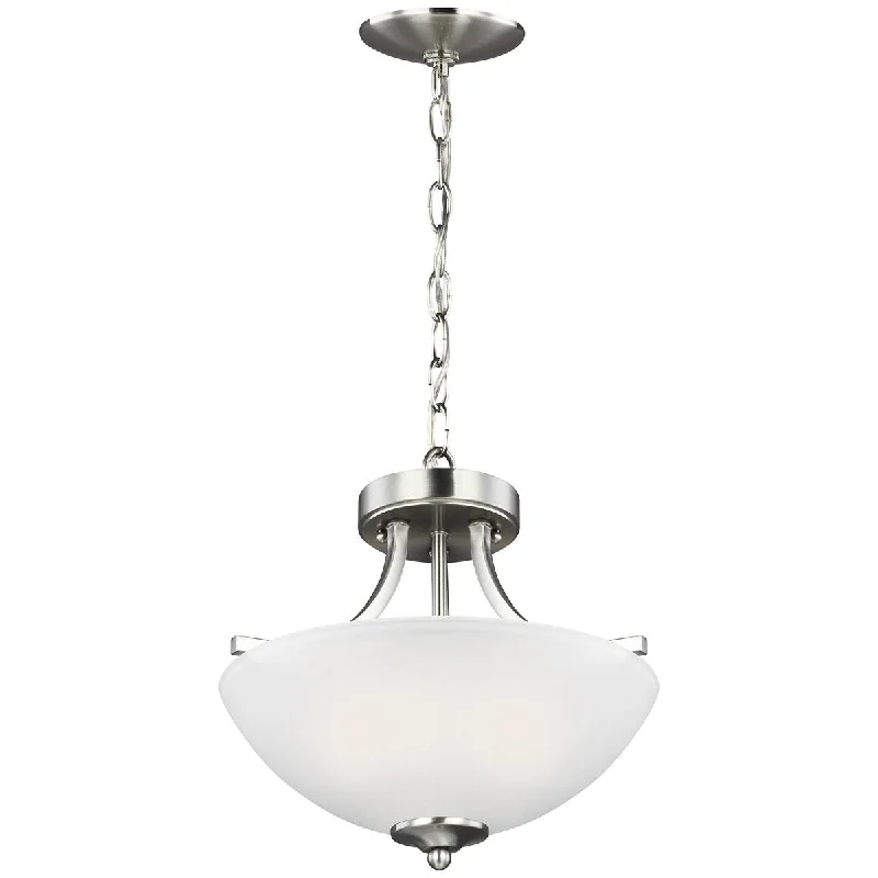 Industrial Style Ceiling Lights with Exposed Bulbs and Metal CagesSea Gull Lighting Geary 2-Light Semi-Flush Convertible Pendant - 9.5W