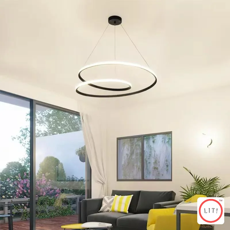 Glass Ceiling Lights with Frosted, Colored, or Etched GlassSimple Circle Rings LED Pendant Light