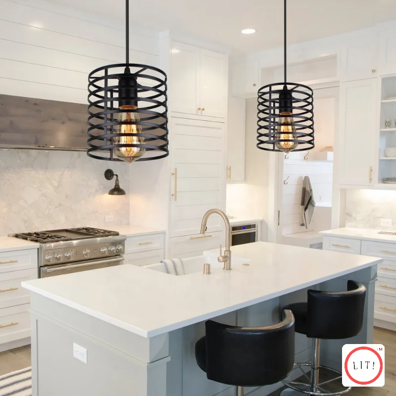 Glass Ceiling Lights with Frosted, Colored, or Etched GlassSingle Head Iron Ceiling Pendant Light
