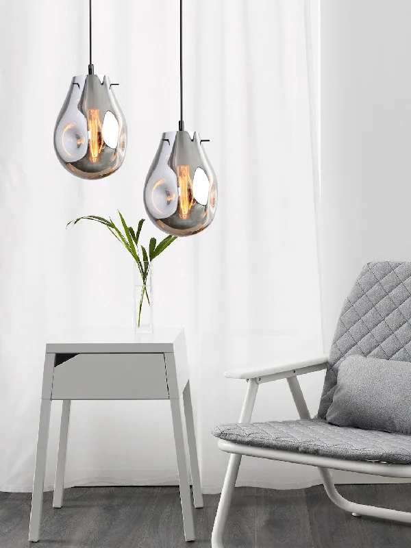 Industrial Style Ceiling Lights with Exposed Bulbs and Metal CagesSoap Silver Pendant Light