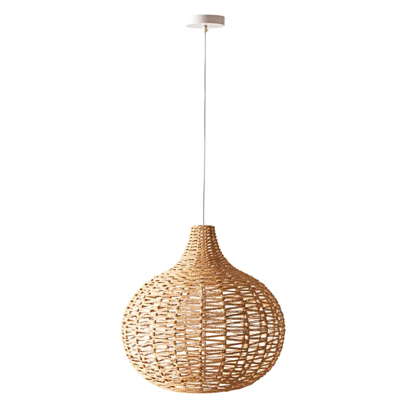 Mediterranean - Style Ceiling Lights with Terra - Cotta and Ceramic DetailsTula Natural Rattan Bell Pendant 52x50x50cm