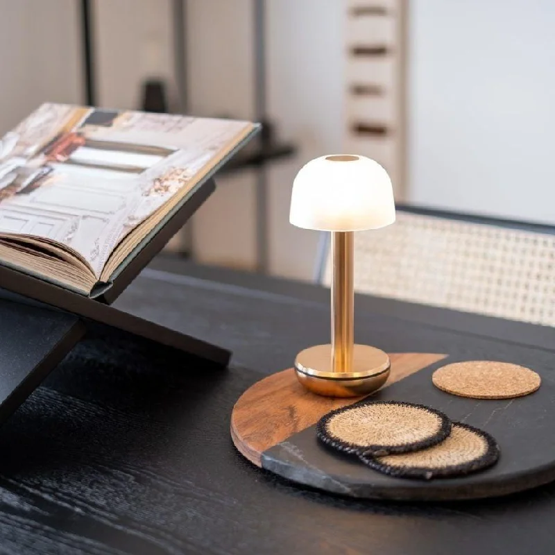 ceramic table lamps with hand painted designs for an artistic touchTWO Cordless Table Light - Gold & Frosted Glass