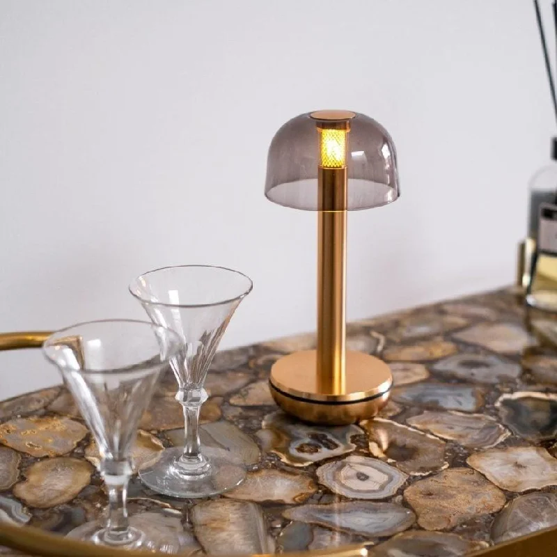 asian inspired table lamps with bamboo accents for a zen atmosphereTWO Cordless Table Light - Gold & Smoked Glass