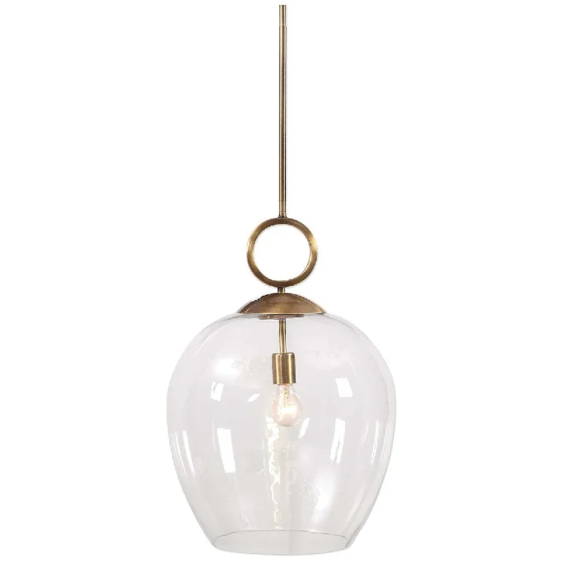Steampunk Ceiling Lights with Gears, Cogs, and Brass AccentsUttermost Calix Large Blown Glass 1-Light Pendant