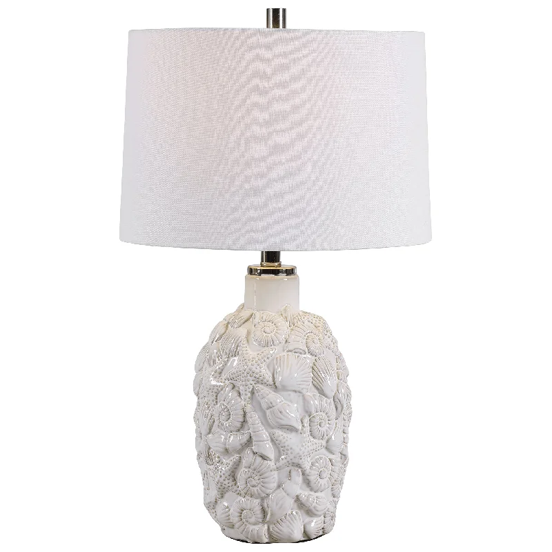 ceramic table lamps with hand painted designs for an artistic touchWhite Seashell Table Lamp