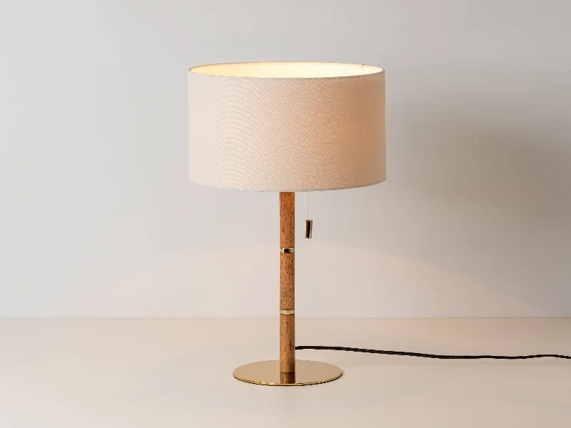 fabric table lamps with a linen shade for a relaxed and breathable lookWood & brass disk table lamp