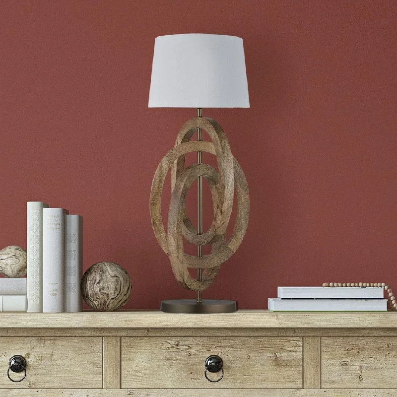 metal table lamps with a matte black finish for a sleek appearanceWooden Geometric Circle Table Lamp - Natural